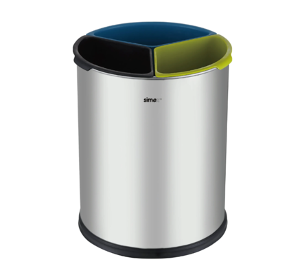 Balde Reciclagem Inox com 3 separadores SIMEX